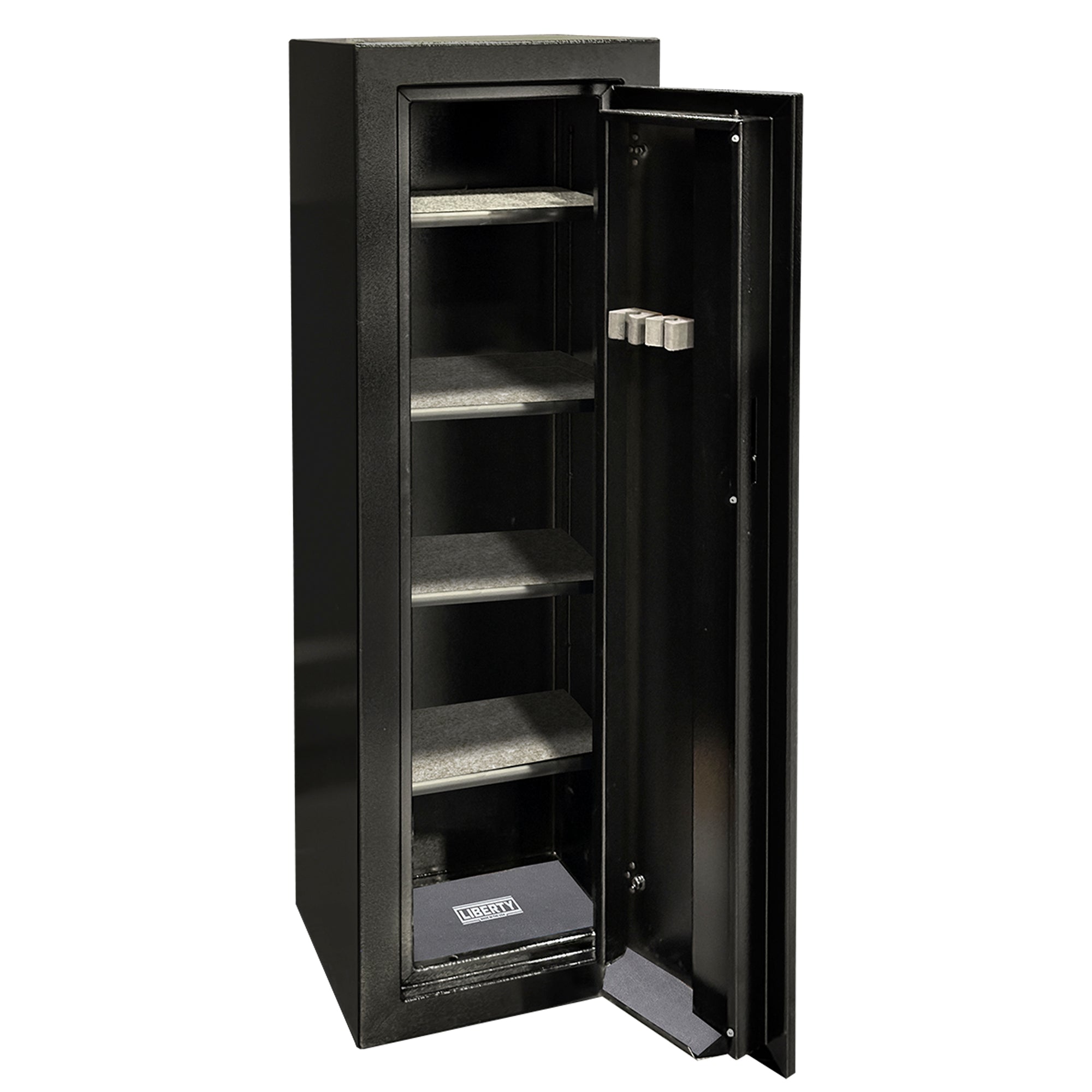 Ammo Cabinet 10 |  Dimensions: 59”(H) x 18”(W) x 16”(D) | 1 (Expandable to 2) Long Guns | Black - closed