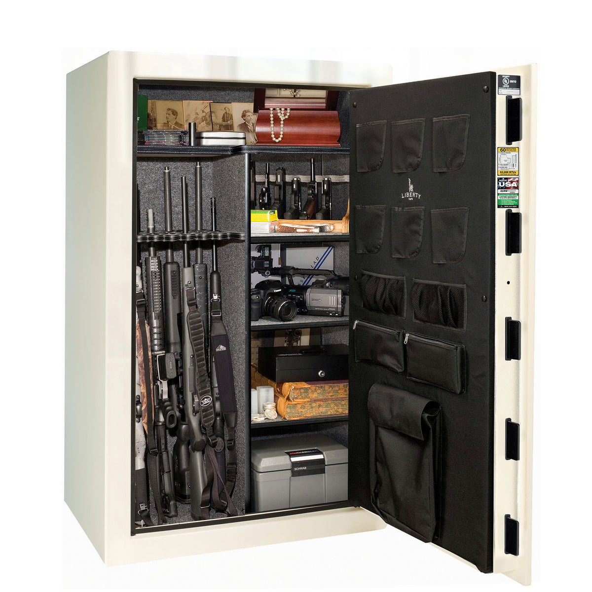 USA Series | Level 3 Security | 60 Minute Fire Rating | 36 | Dimensions: 60.5&quot;(H) x 36&quot;(W) x 22&quot;(D) | White Gloss | Electronic Lock - open