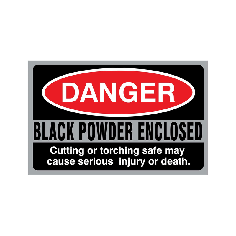 Accessory - Security - Sticker - Danger Black Powder Enclosed